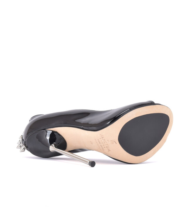 Sanctum Shoes CLAUDINE SPIKE BLACK SHINY OPEN TOE PUMPS