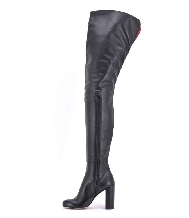 High Italian crotch boots BROOKLYN with 10cm chunky heels in genuine leather