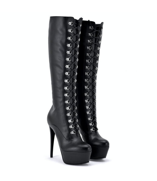 Sanctum Shoes NINA Schnür-Plateau-Stiefel Schwarz Matt