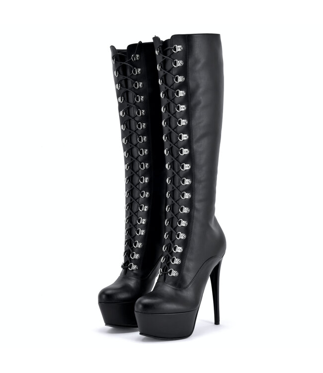 Sanctum Shoes NINA Schnür-Plateau-Stiefel Schwarz Matt