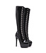 Sanctum Shoes NINA VETER PLATFORM LAARZEN ZWART GLANZEND