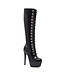 Sanctum Shoes NINA VETER PLATFORM LAARZEN ZWART GLANZEND