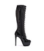 Sanctum Shoes NINA VETER PLATFORM LAARZEN ZWART GLANZEND