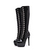 Sanctum Shoes NINA VETER PLATFORM LAARZEN ZWART GLANZEND