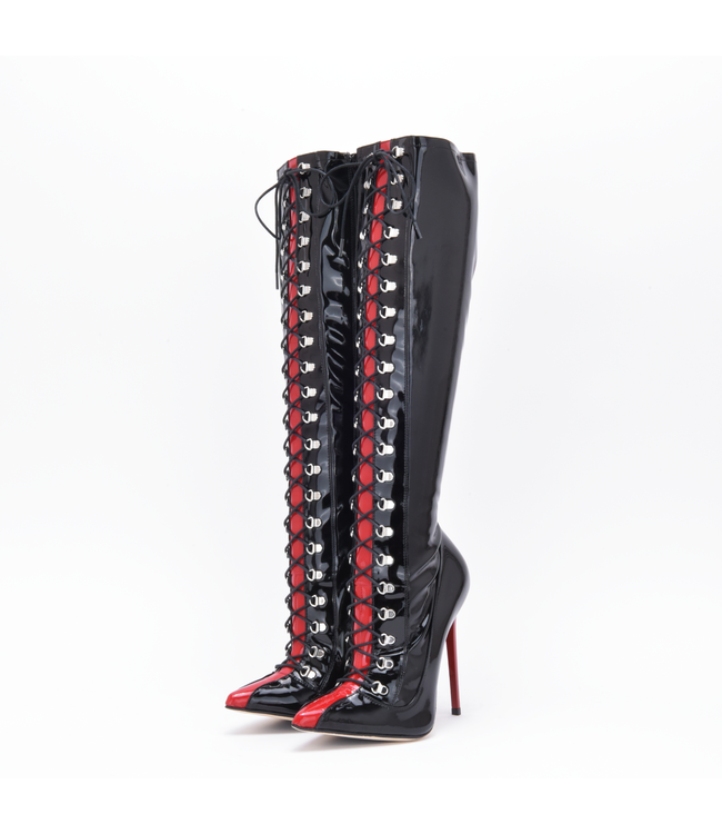 Sanctum IRIS SCHNÜRSTIEFEL SCHWARZ ROT GLÄNZEND