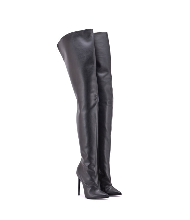 Extra hohe Overknee-Stiefel VESTA mit Stiletto-Absatz aus italienischem VEGAN-Leder