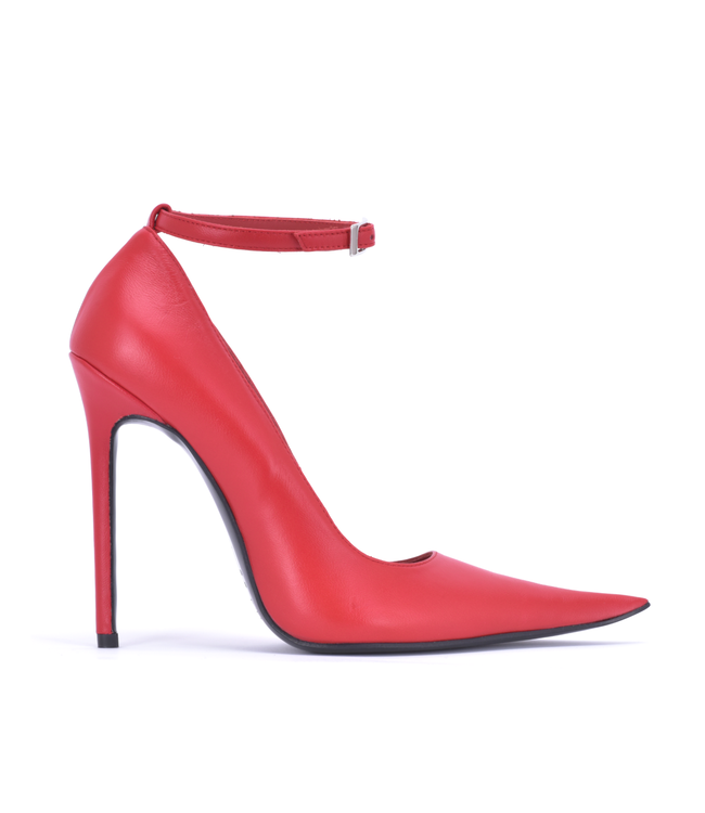ANNE EXTREME PUNTIGE PUMPS MET BANDJES RODE NAPPA