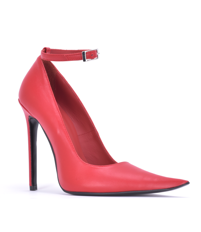 ANNE EXTREME PUNTIGE PUMPS MET BANDJES RODE NAPPA