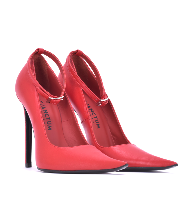 ANNE EXTREME PUNTIGE PUMPS MET BANDJES RODE NAPPA