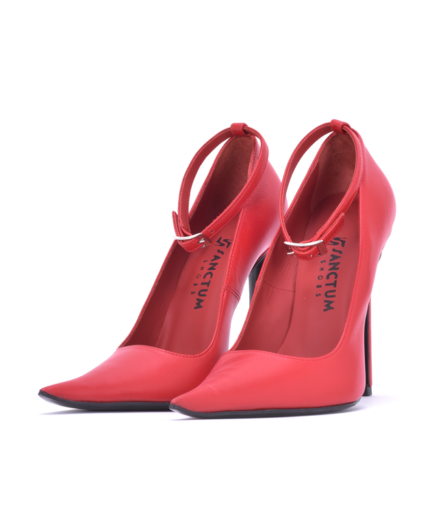 ANNE EXTREME SPITZE PUMPS MIT RIEMCHEN ROT NAPPA