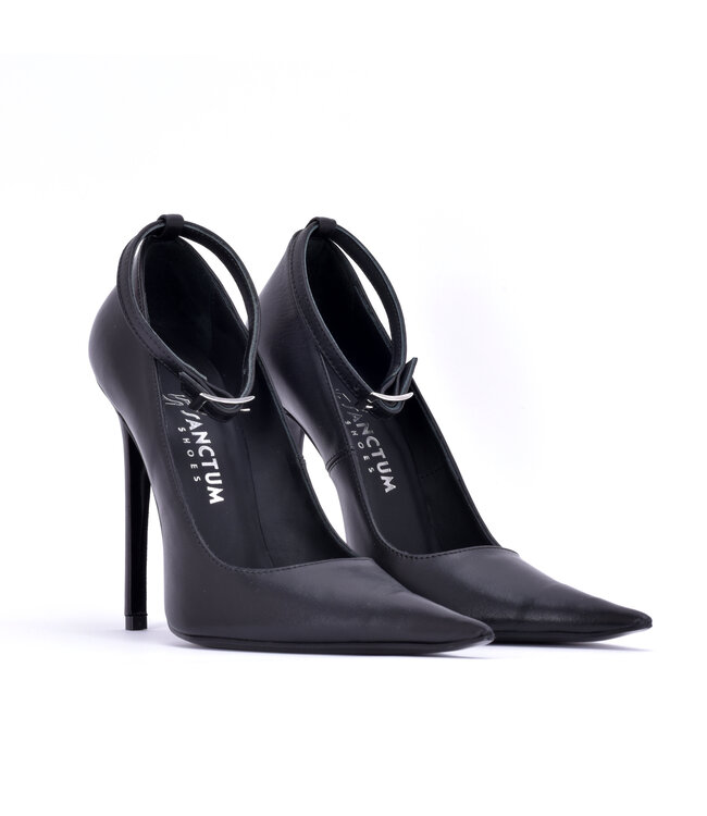ANNE EXTREME PUNTIGE PUMPS MET BANDJE ZWART NAPPA