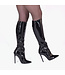 Kniehohe Stiefel GINA mit Stilettoabsatz aus italienischem, glänzendem Kunstleder