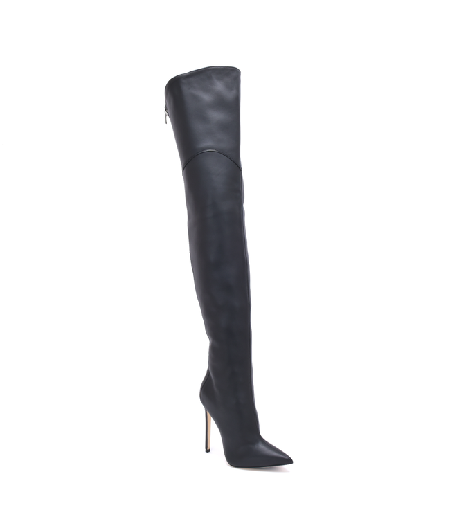 Sanctum Custom MANOUK Oberschenkelstiefel aus schwarzem Nappaleder mit Nieten