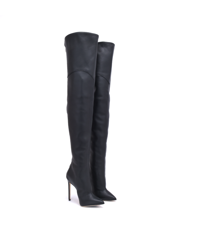 Sanctum Custom MANOUK Oberschenkelstiefel aus schwarzem Nappaleder mit Nieten