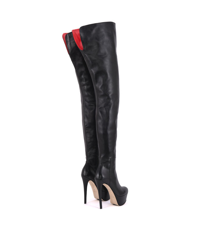 CUSTOM High Italian crotch boots ISIS with platform heels in real leather