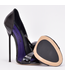 CUSTOM - Italian sandals MONICA black shiny with metal heels with purple inlay