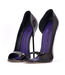 CUSTOM - Italiaanse sandalen MONICA zwart glanzend met metalen hakken met paarse inleg