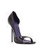 CUSTOM - Italiaanse sandalen MONICA-12 zwart glanzend met metalen hakken met paarse inleg