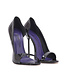 CUSTOM - Italiaanse sandalen MONICA-12 zwart glanzend met metalen hakken met paarse inleg