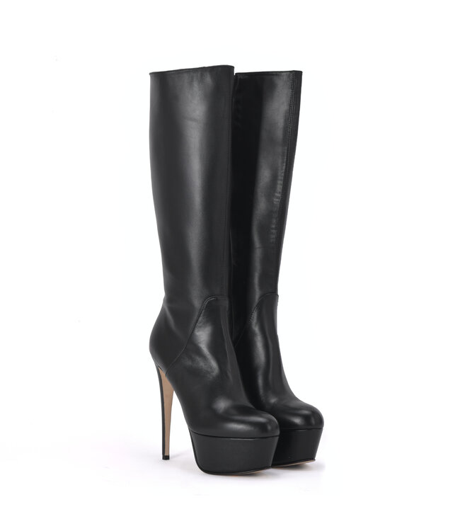 High Italian knee boots ISIS with platform heels in real leather