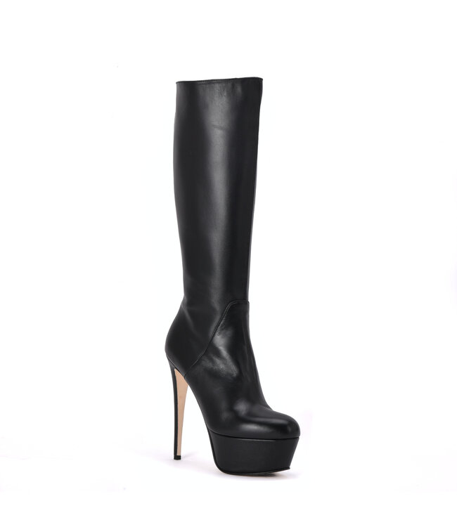 High Italian knee boots ISIS with platform heels in real leather