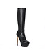High Italian knee boots ISIS with platform heels in real leather