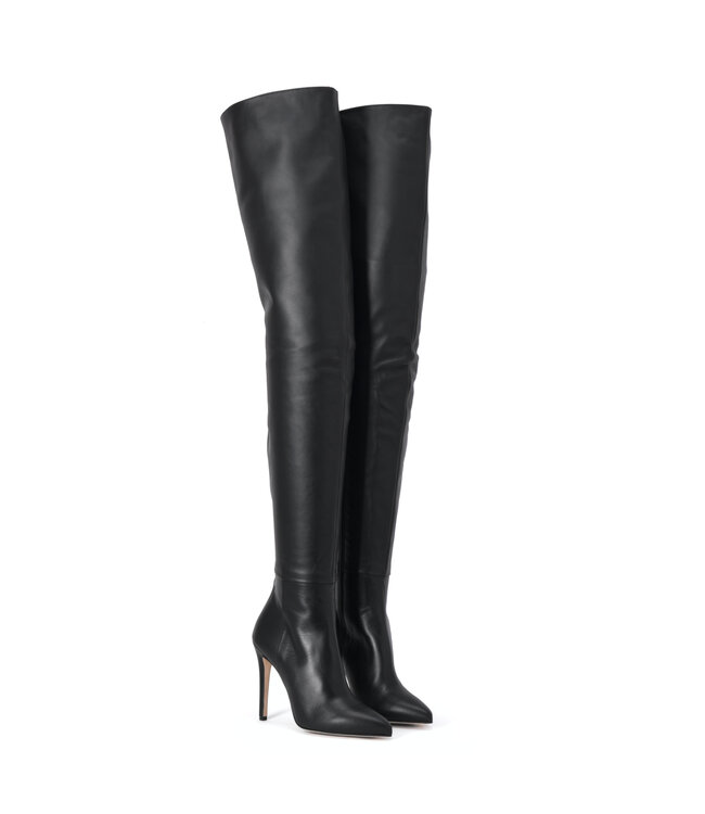 Hohe italienische Schrittstiefel VESTA mit 10cm Stilettoabsatz aus echtem Leder