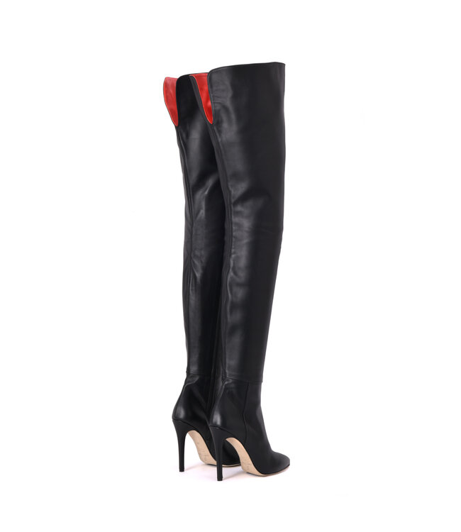 Hohe italienische Schrittstiefel VESTA mit 10cm Stilettoabsatz aus echtem Leder