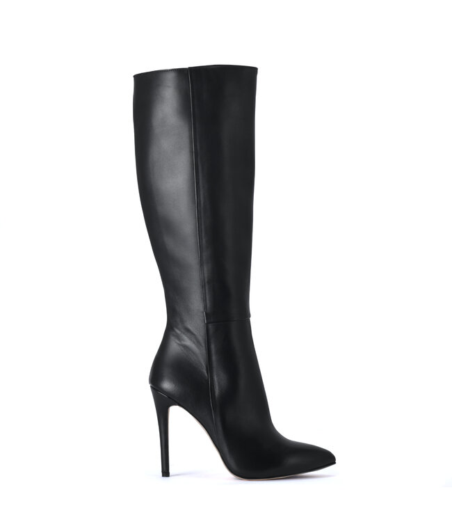 Hohe italienische Kniestiefel VESTA mit 10 cm Pfennigabsatz aus echtem Leder