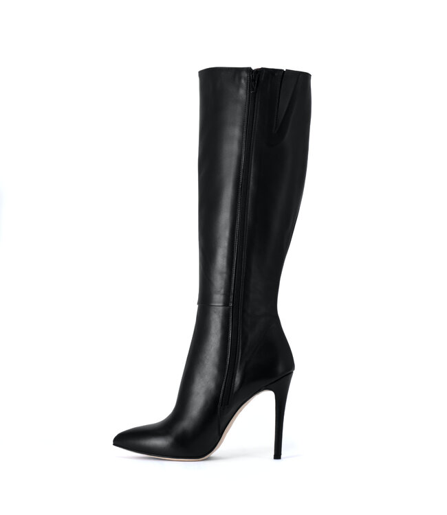 Hohe italienische Kniestiefel VESTA mit 10 cm Pfennigabsatz aus echtem Leder