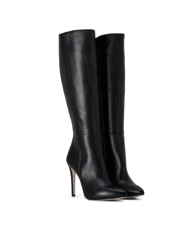 Hohe italienische Kniestiefel VESTA mit 10 cm Pfennigabsatz aus echtem Leder