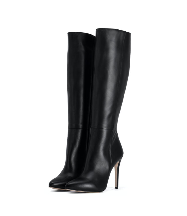 Hohe italienische Kniestiefel VESTA mit 10 cm Pfennigabsatz aus echtem Leder