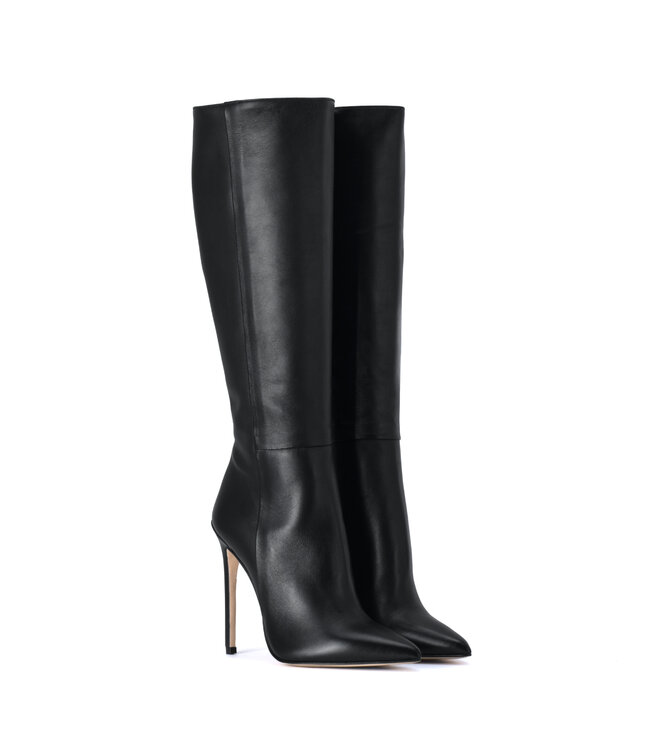 Hohe italienische Kniestiefel VESTA mit Stilettoabsatz aus echtem Leder