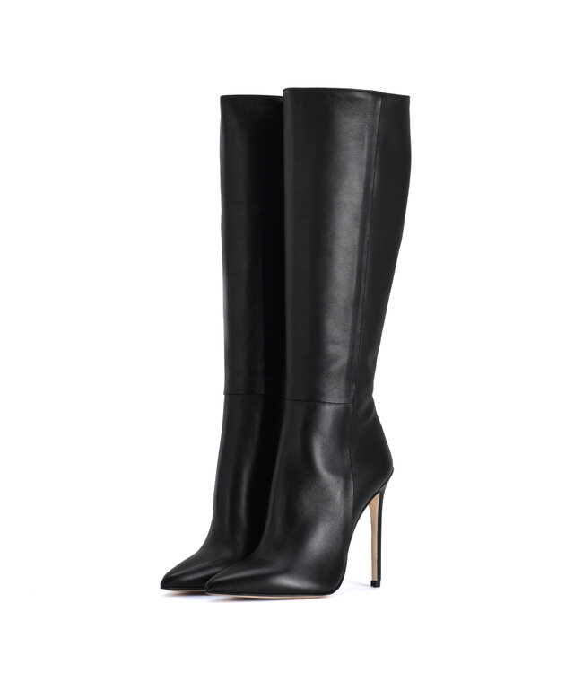 Hohe italienische Kniestiefel VESTA mit Stilettoabsatz aus echtem Leder