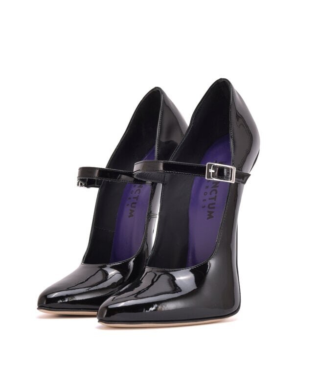 CUSTOM - TAMARA ZWARTE GLANZENDE BANDJES PUMPS