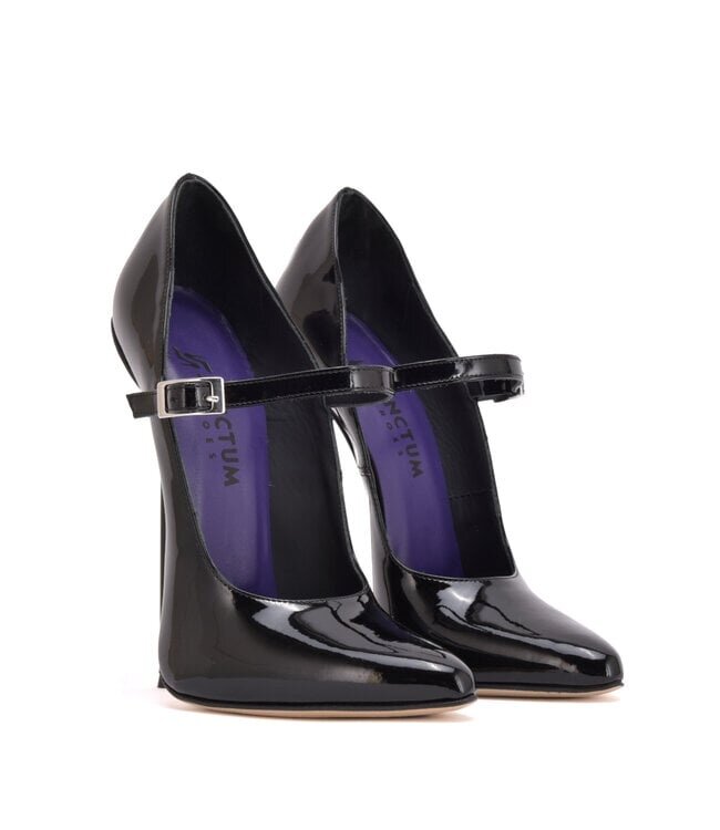 CUSTOM - Italienische Pumps TAMARA SCHWARZE GLÄNZENDE RIEMENPUMPS