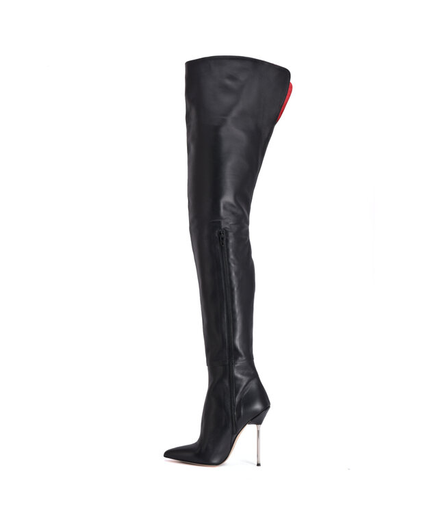 High Italian crotch boots JULIETTE with stiletto heels in genuine Nappa leather