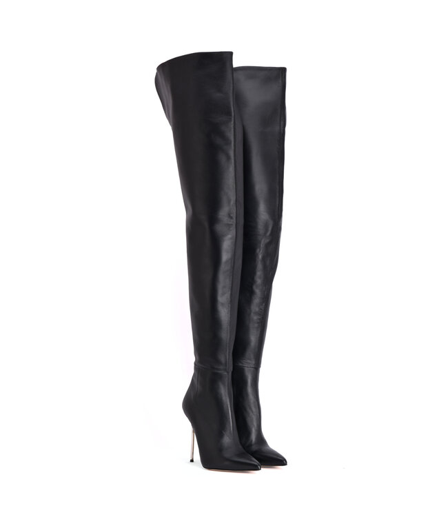 High Italian crotch boots JULIETTE with stiletto heels in genuine Nappa leather