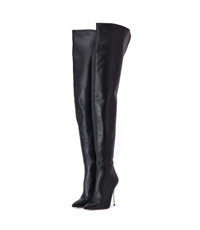 High Italian crotch boots JULIETTE with stiletto heels in genuine Nappa leather