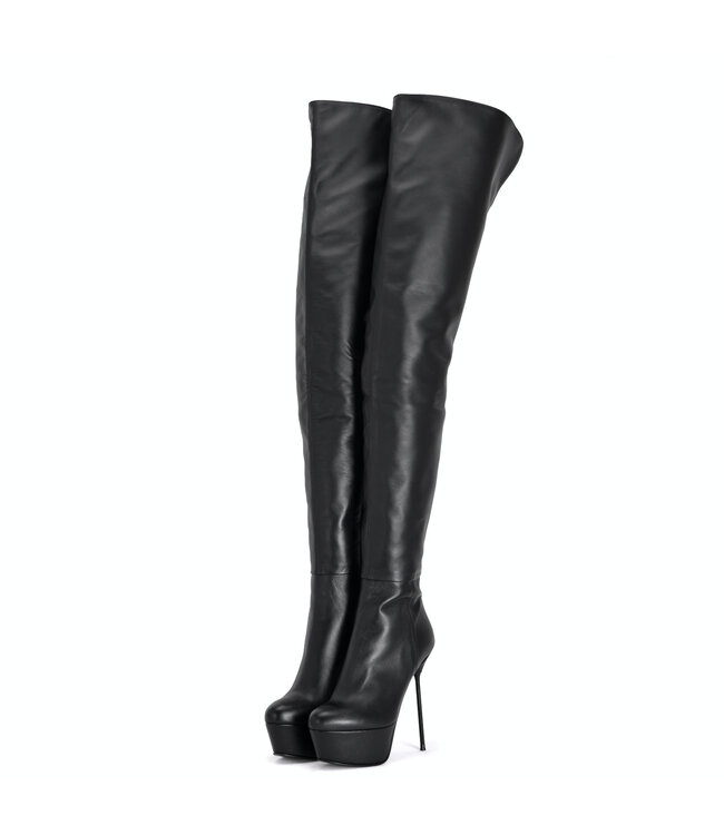 High Italian crotch boots ISABELLA with platform in real leather