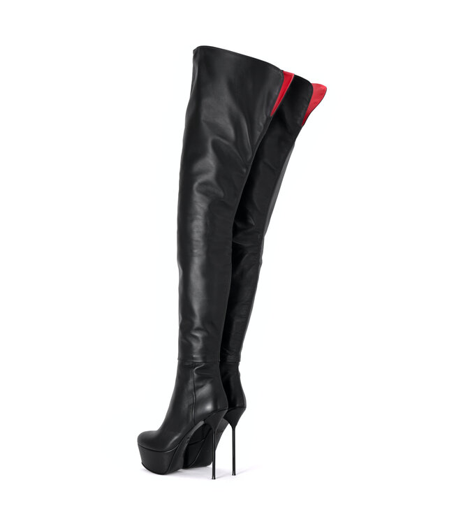 High Italian crotch boots ISABELLA with platform in real leather