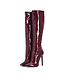 Italian Knee Boots VESTA in Bordeaux Red Patent Leather