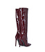 Italienische Kniestiefel VESTA aus bordeauxrotem Lackleder