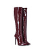Italienische Kniestiefel VESTA aus bordeauxrotem Lackleder