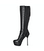 Italian knee boots ISADORA with platform in real leather