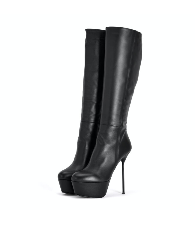 Italienische Kniestiefel ISADORA mit Plateau aus Echtleder