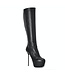 Italian knee boots ISADORA with platform in real leather