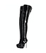 High Italian crotch boots ISABELLA with platform in real patent leather