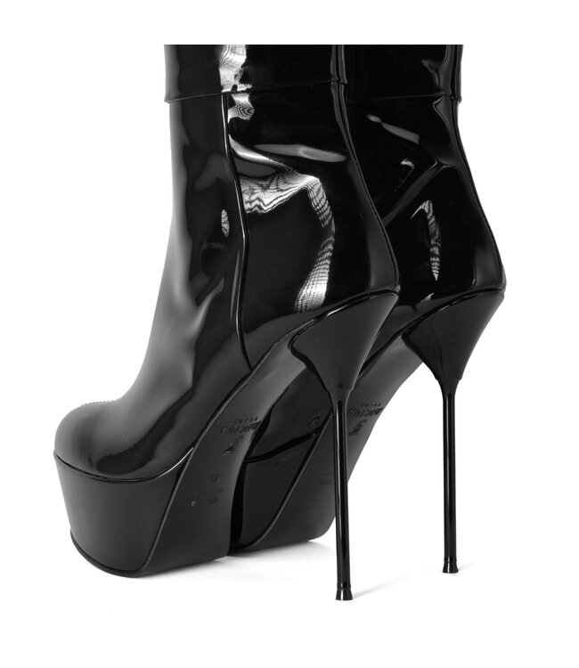 Italienische Stiefeletten ISABELLA mit hohem Schritt und Plateau aus echtem Lackleder