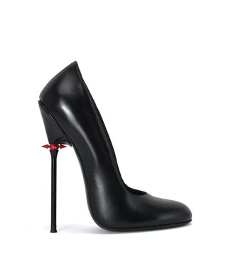 Sanctum  VALENTINA RED ALERT EDITION BLACK MATTE GOAT LEATHER ROUND NOSED PUMPS